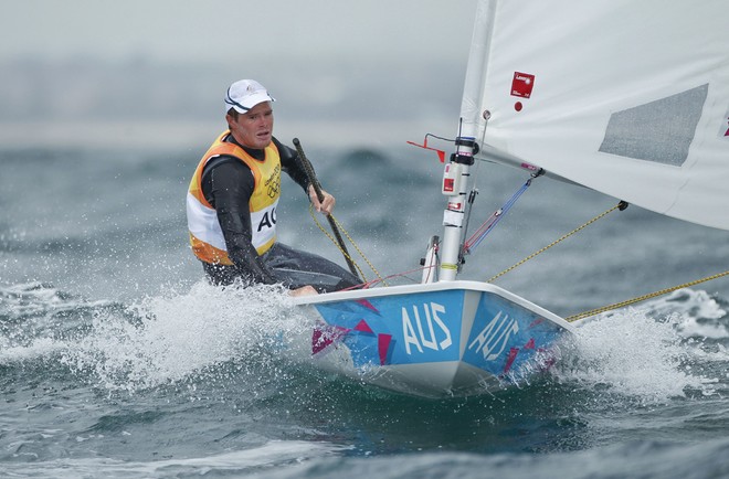 Tom Slingsby in action during the London 2012 Olympic Sailing Competition. © Craig Heydon